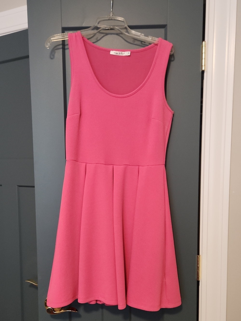 White Mark Bright Pink Sleeveless Fit-and-Flare Dress
